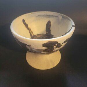 Studio Pottery Fruit Bowl 5" blue green design